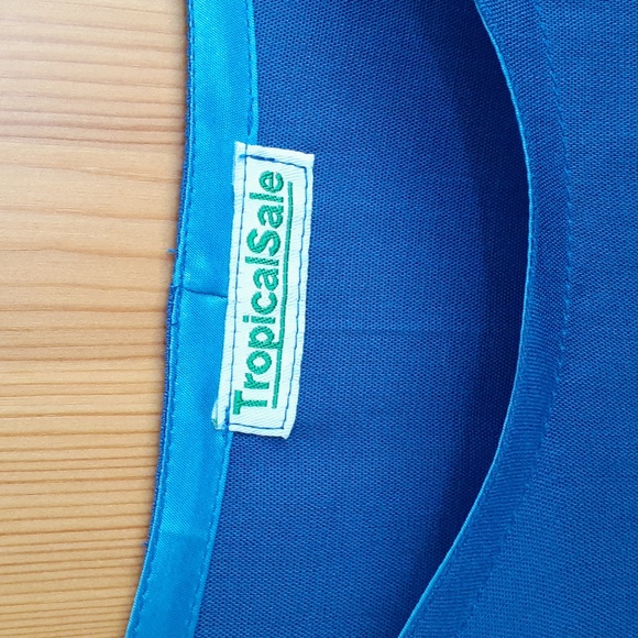 Blue Vibrant Oversized Plus Size Fringe Hem Vacation Beach Resort Swim coverup - Picture 4 of 6